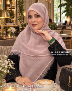 روسری نخی دانتل وارداتی صورتی میس لاکچری