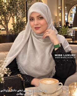 روسری نخی دانتل وارداتی طوسی روشن میس لاکچری