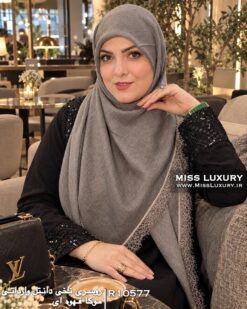 روسری نخی دانتل وارداتی موکا قهوه ای میس لاکچری
