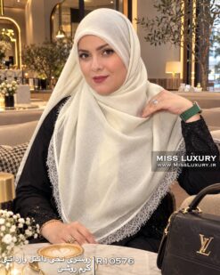 روسری نخی دانتل وارداتی کرم روشن میس لاکچری