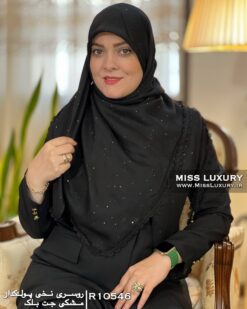 روسری نخی پولکدار مشکی جت بلک میس لاکچری