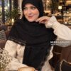 روسری گیپور پولکدار مشکی جت بلک میس لاکچری