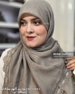 روسری گیپور پولکدار نسکافه ای میس لاکچری