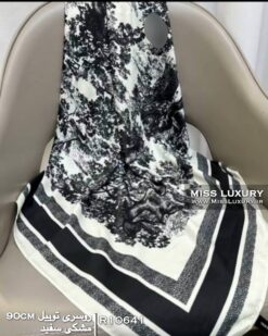 روسری توییل مشکی سفید میس لاکچری