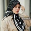 روسری توییل مشکی سفید میس لاکچری