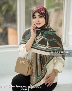 روسری سیا اسکارف هرمس قهوه ای میس لاکچری