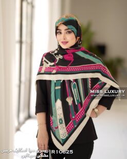 روسری سیا اسکارف هرمس مشکی سرخابی میس لاکچری