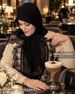 روسری مزونی لوکس مشکی جت بلک میس لاکچری