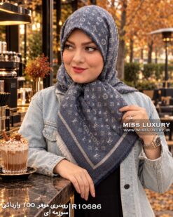 روسری موهر 100 وارداتی سورمه ای میس لاکچری