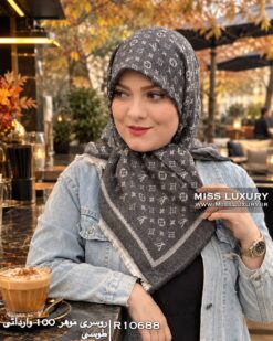 روسری موهر 100 وارداتی طوسی میس لاکچری