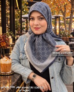 روسری موهر وارداتی سورمه ای میس لاکچری