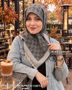 روسری موهر وارداتی طوسی میس لاکچری