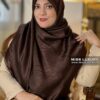 روسری ژاکارد لمه 140 شکلاتی مدل پر میس لاکچری