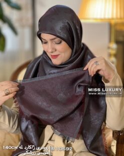 روسری ژاکارد لمه 140 طوسی زرشکی میس لاکچری