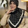 روسری کرپ نخ اعلا مشکی کرم میس لاکچری