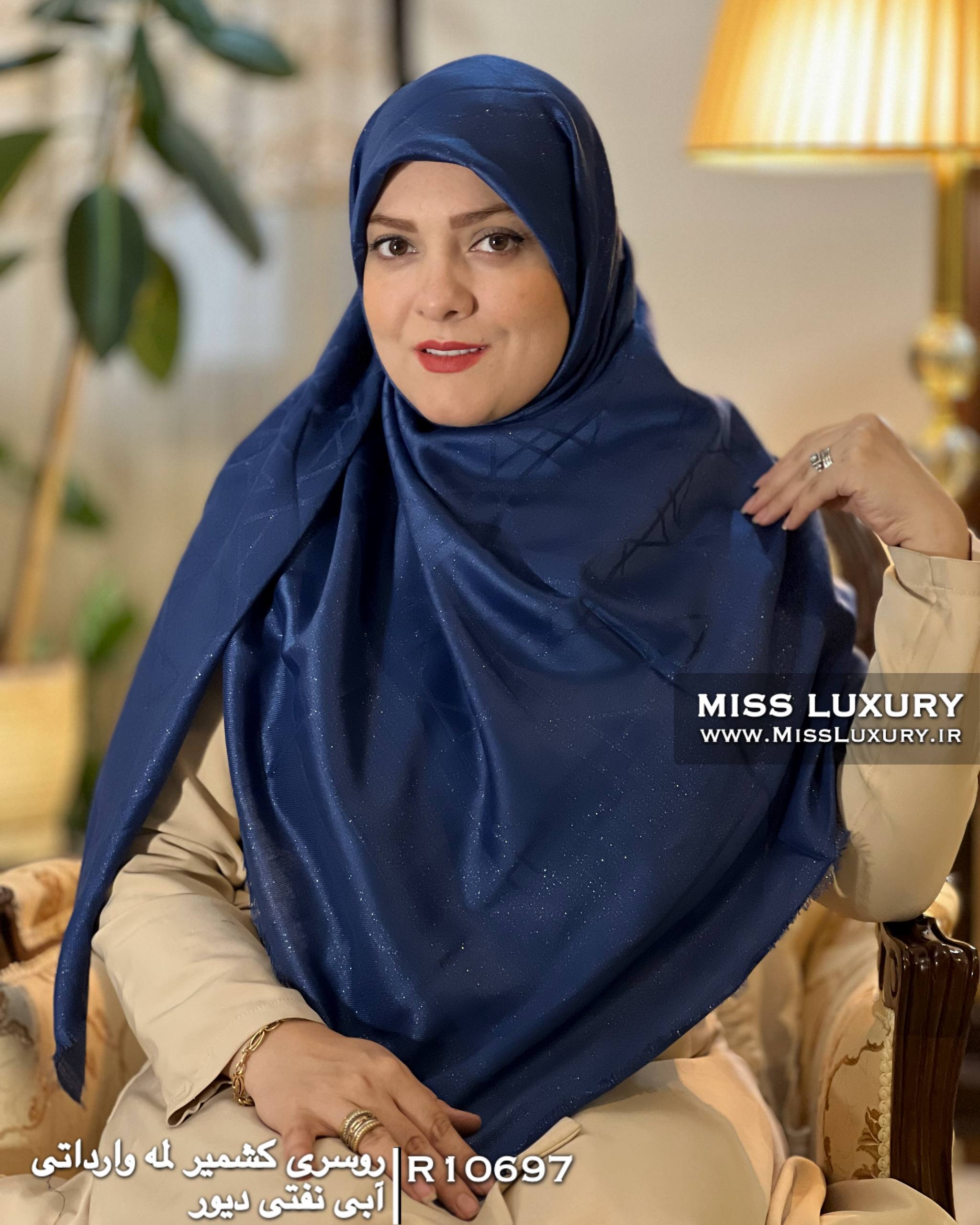 روسری کشمیر لمه وارداتی آبی نفتی دیور میس لاکچری