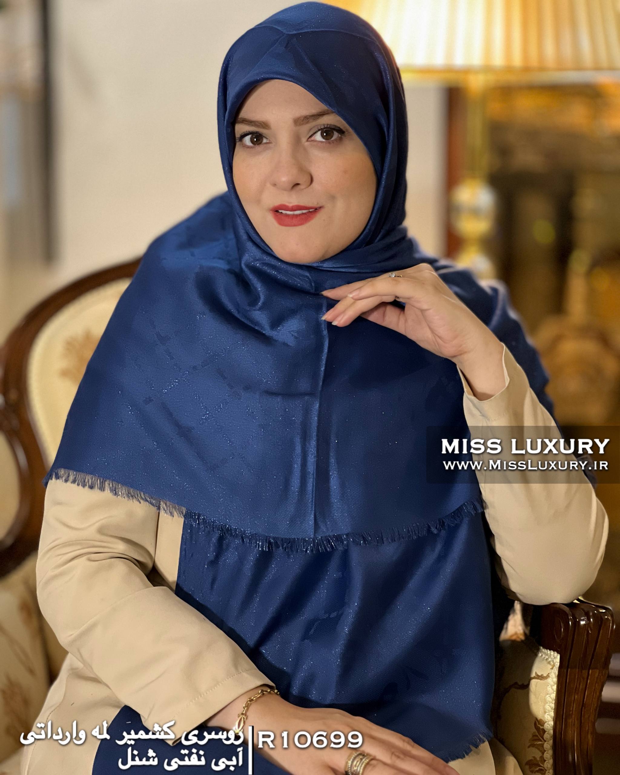 روسری کشمیر لمه وارداتی آبی نفتی شنل میس لاکچری