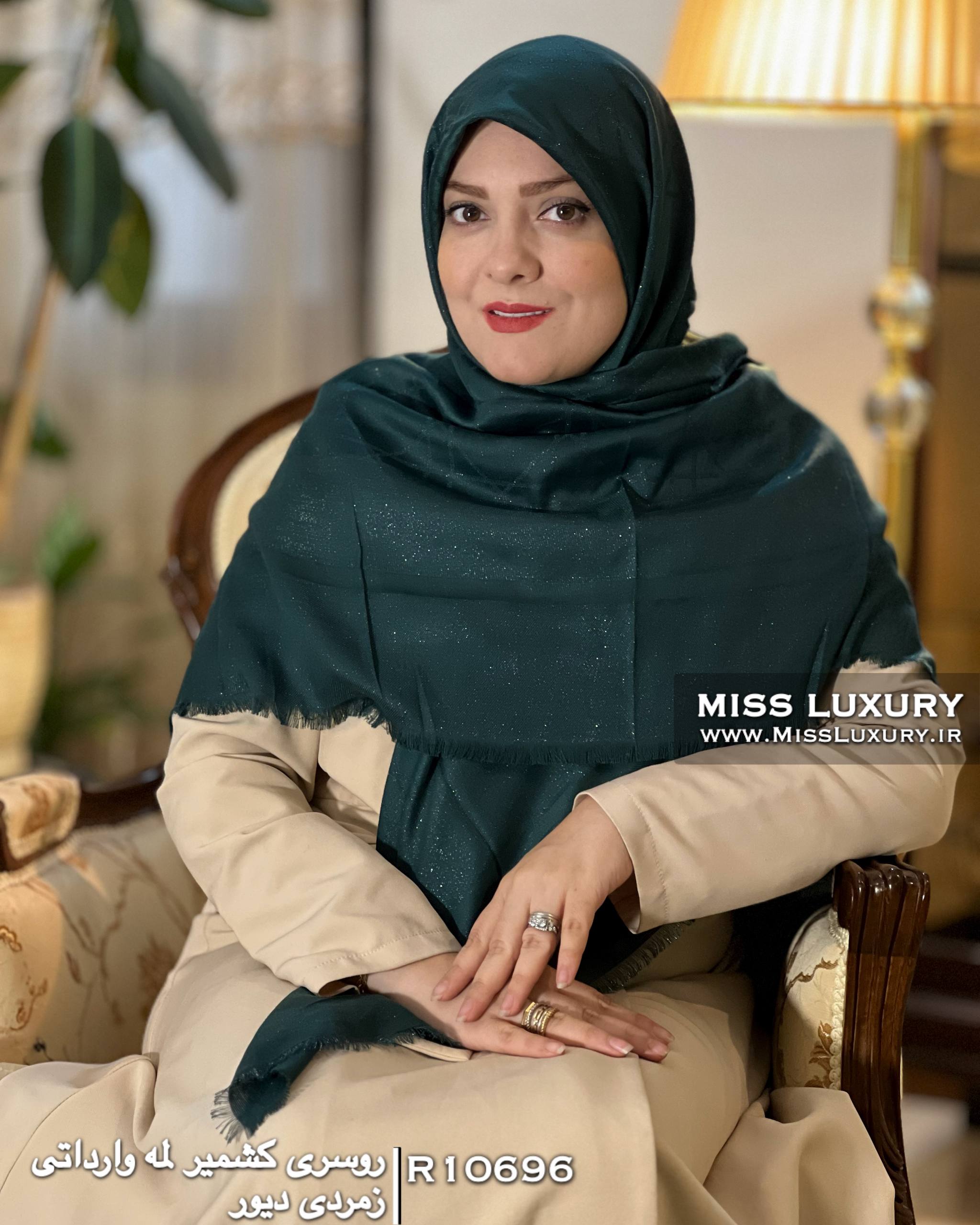 روسری کشمیر لمه وارداتی زمردی دیور میس لاکچری