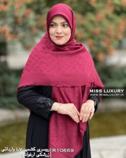 روسری کشمیر وارداتی زرشکی ارغوانی میس لاکچری