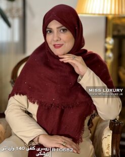 روسری کنفی 140 وارداتی زرشکی میس لاکچری
