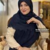روسری کنفی 140 وارداتی سورمه ای میس لاکچری