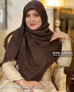 روسری کنفی 140 وارداتی قهوه ای میس لاکچری