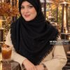 روسری کنفی 140 وارداتی مشکی جت بلک میس لاکچری