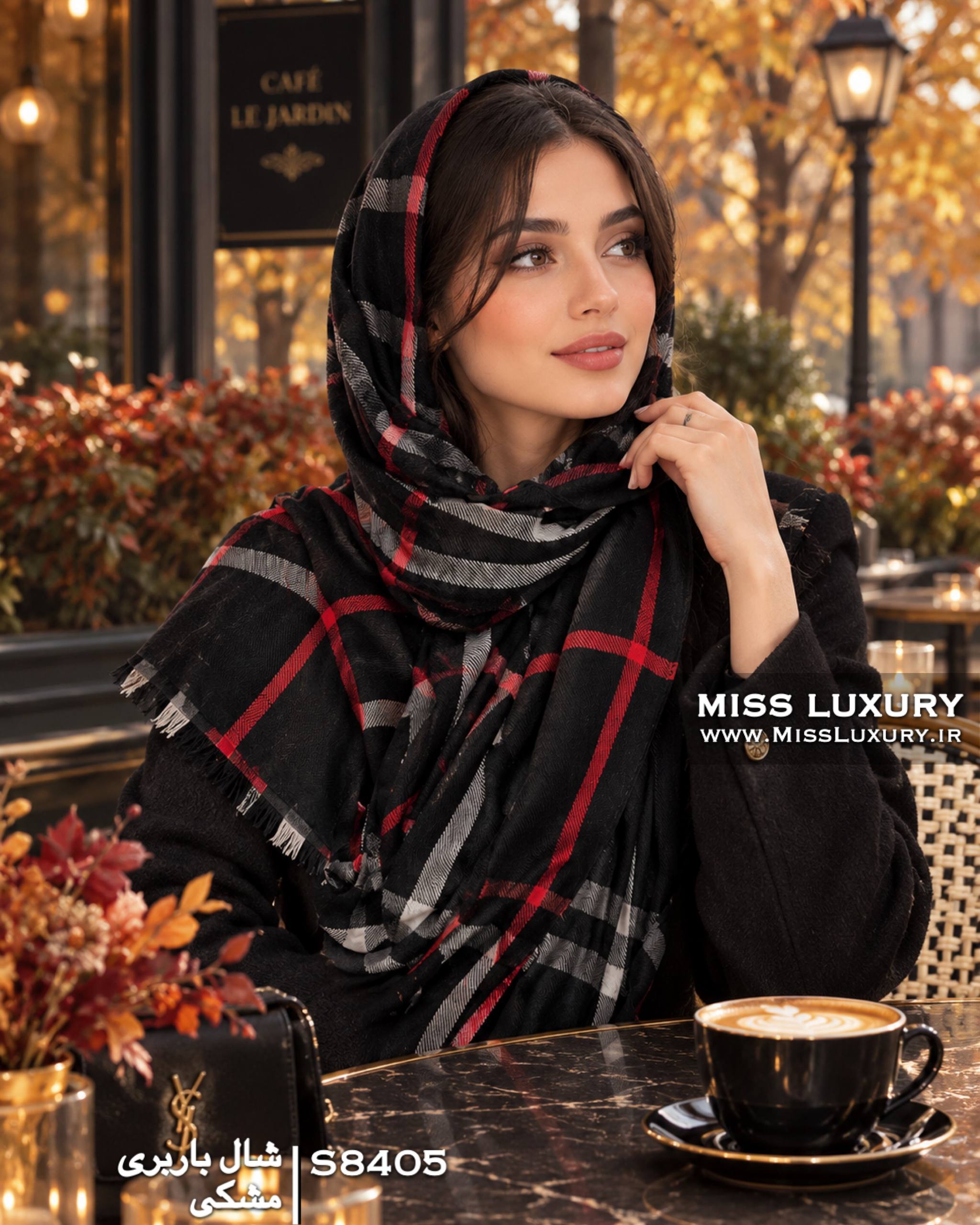 شال پاییزه باربری مشکی S8405 - Image 2